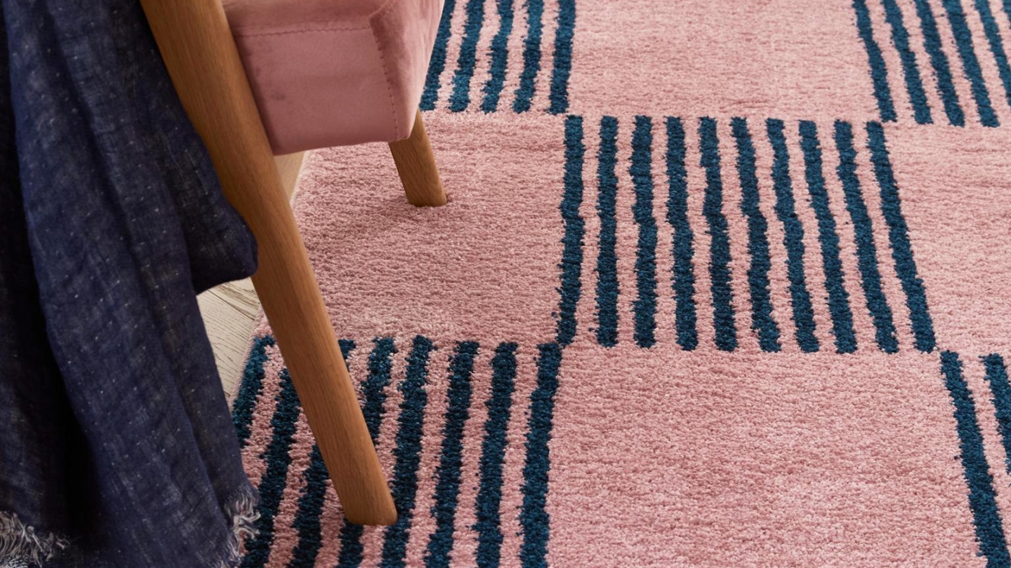 Tapis rétro damniere bleu 160x230 cm - Pop Vibes Tapis rétro damniere bleu 160x230 cm - Pop Vibes