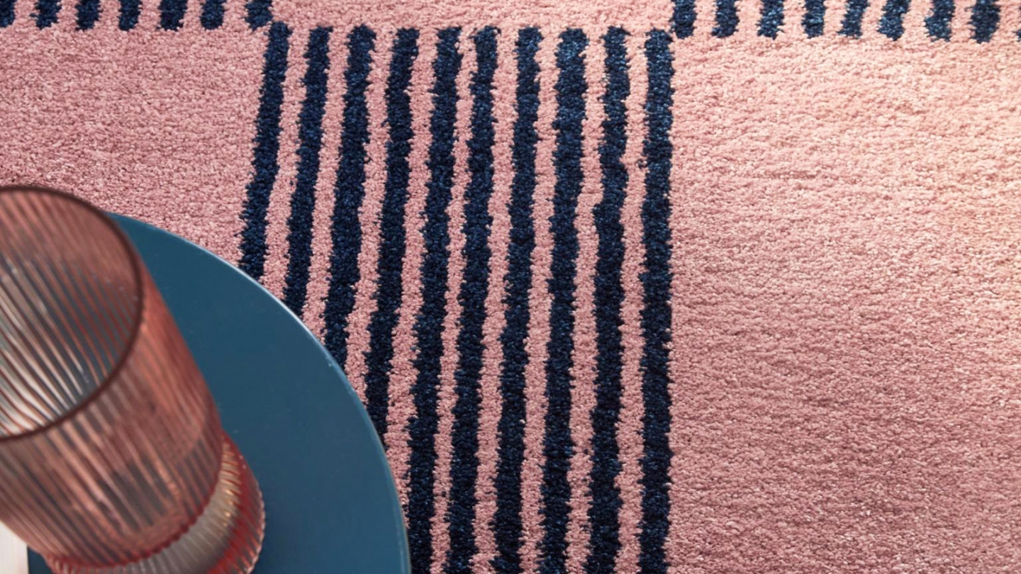 Tapis rétro damniere bleu 160x230 cm - Pop Vibes Tapis rétro damniere bleu 160x230 cm - Pop Vibes