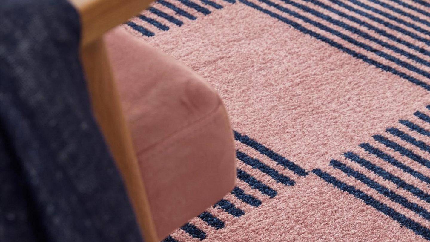 Tapis rétro damniere bleu 80x140 cm - Pop Vibes Tapis rétro damniere bleu 80x140 cm - Pop Vibes