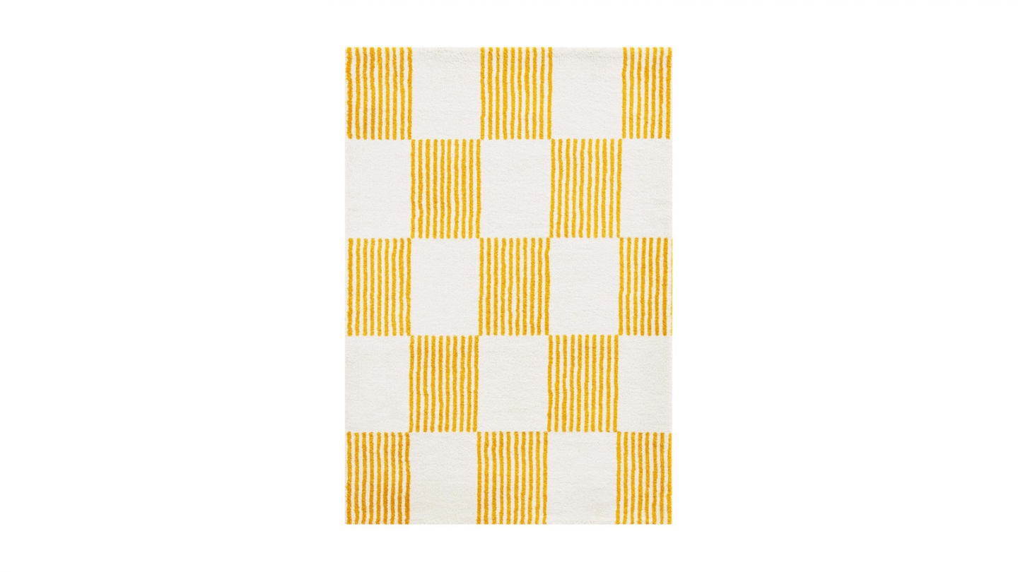 Tapis rétro damniere jaune 200x280 cm - Pop Vibes Tapis rétro damniere jaune 200x280 cm - Pop Vibes