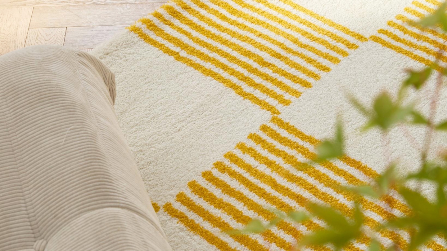 Tapis rétro damniere jaune 200x280 cm - Pop Vibes Tapis rétro damniere jaune 200x280 cm - Pop Vibes