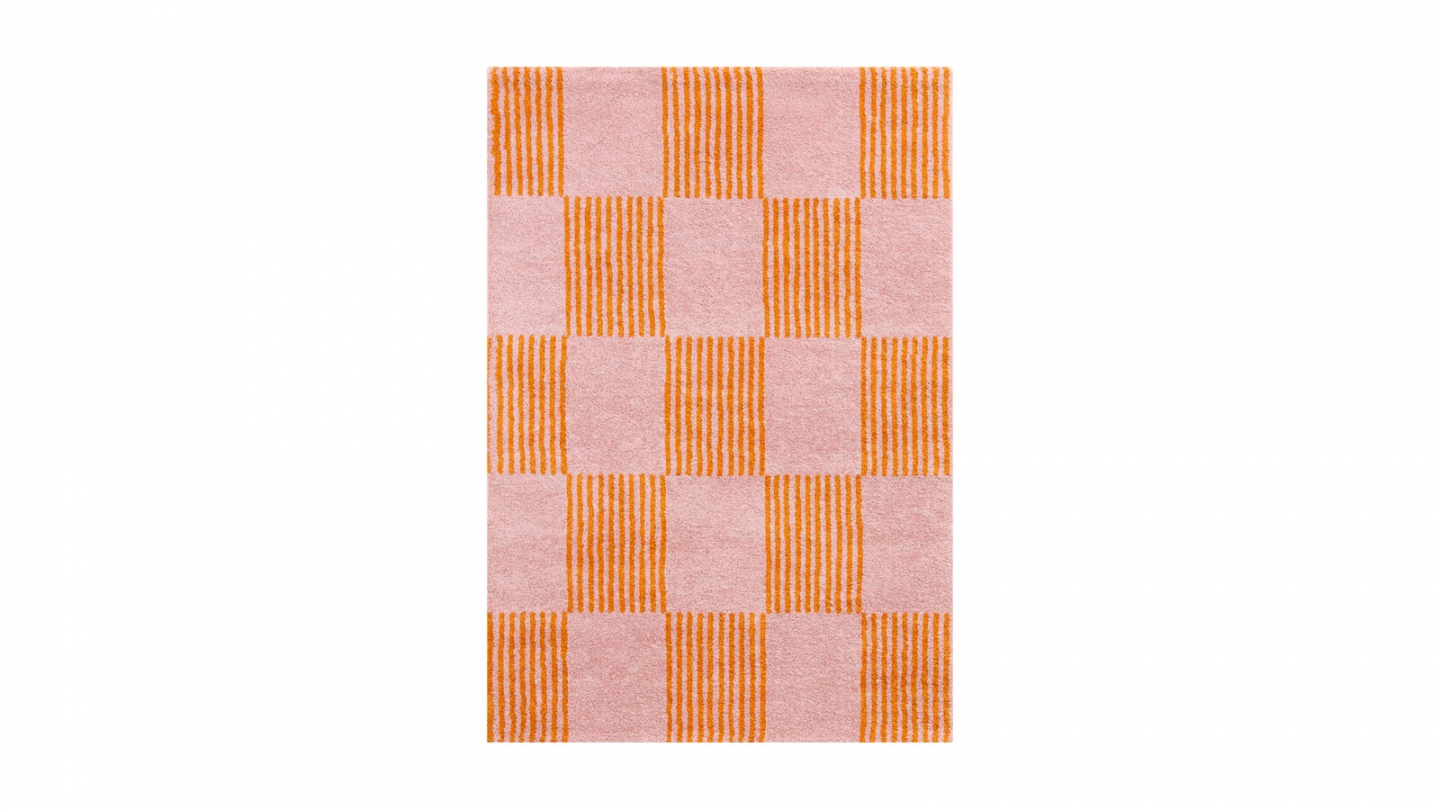 Tapis rétro damniere orange 80x140 cm - Pop Vibes Tapis rétro damniere orange 80x140 cm - Pop Vibes