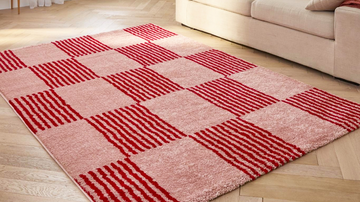 Tapis rétro damniere rouge 160x230 cm - Pop Vibes Tapis rétro damniere rouge 160x230 cm - Pop Vibes