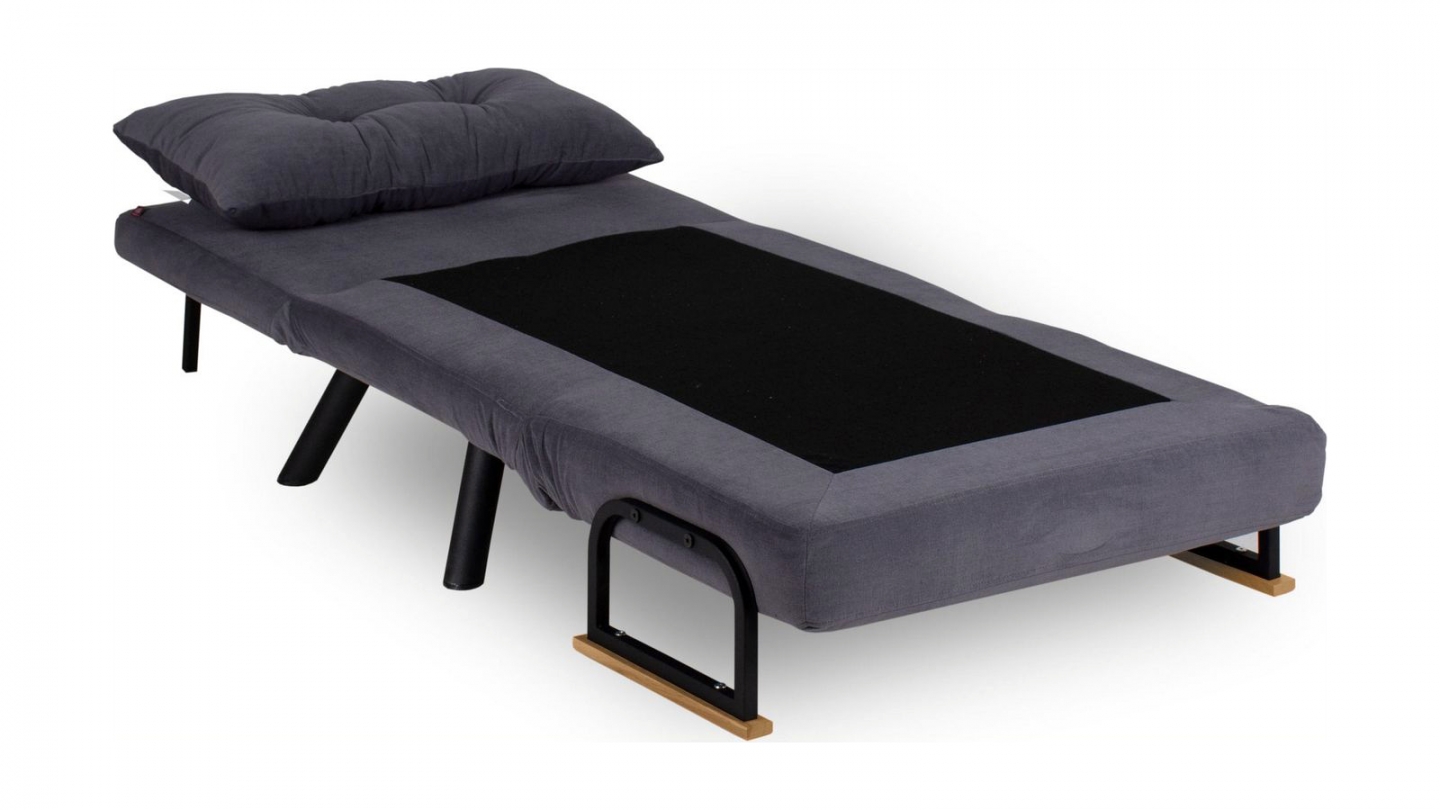 Fauteuil convertible avec dossier réglable en tissu gris - Enea Fauteuil convertible avec dossier réglable en tissu gris - Enea