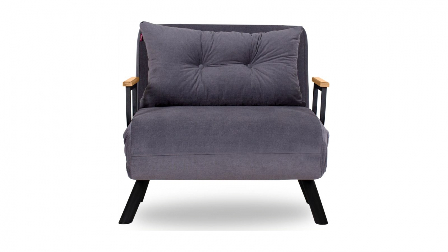 Fauteuil convertible avec dossier réglable en tissu gris - Enea Fauteuil convertible avec dossier réglable en tissu gris - Enea