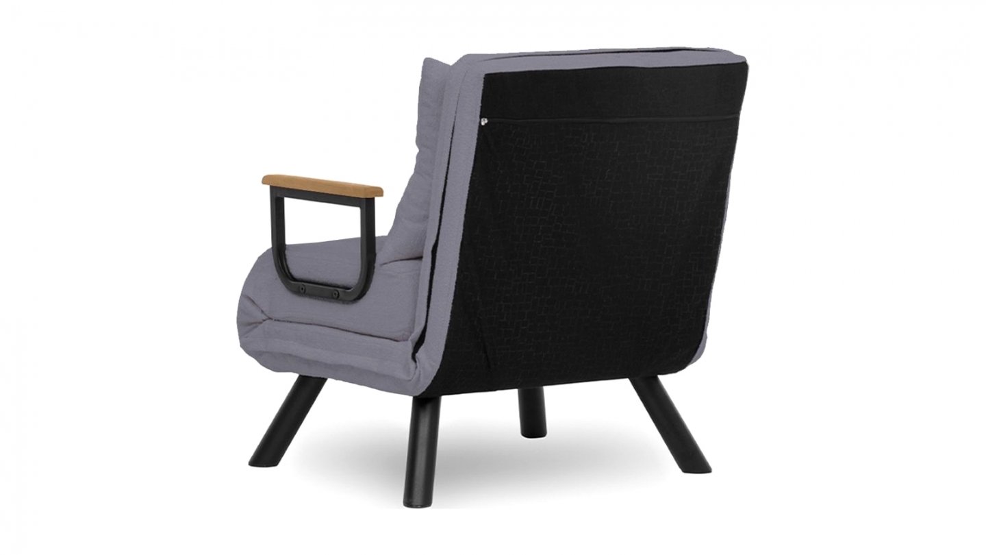 Fauteuil convertible avec dossier réglable en tissu gris - Enea Fauteuil convertible avec dossier réglable en tissu gris - Enea