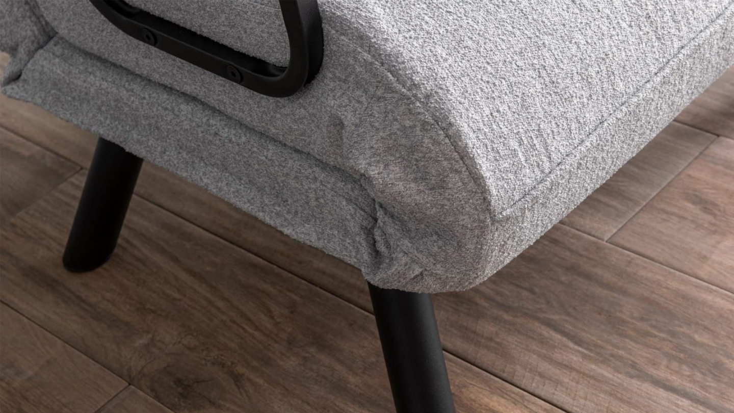 Fauteuil convertible avec dossier réglable en tissu teddy gris - Enea Fauteuil convertible avec dossier réglable en tissu teddy gris - Enea