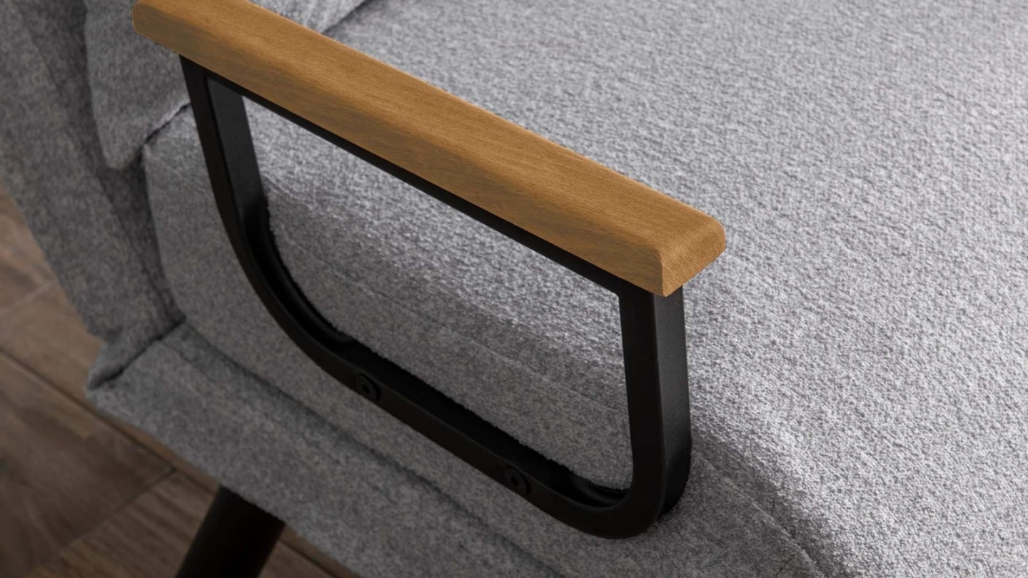 Fauteuil convertible avec dossier réglable en tissu teddy gris - Enea Fauteuil convertible avec dossier réglable en tissu teddy gris - Enea