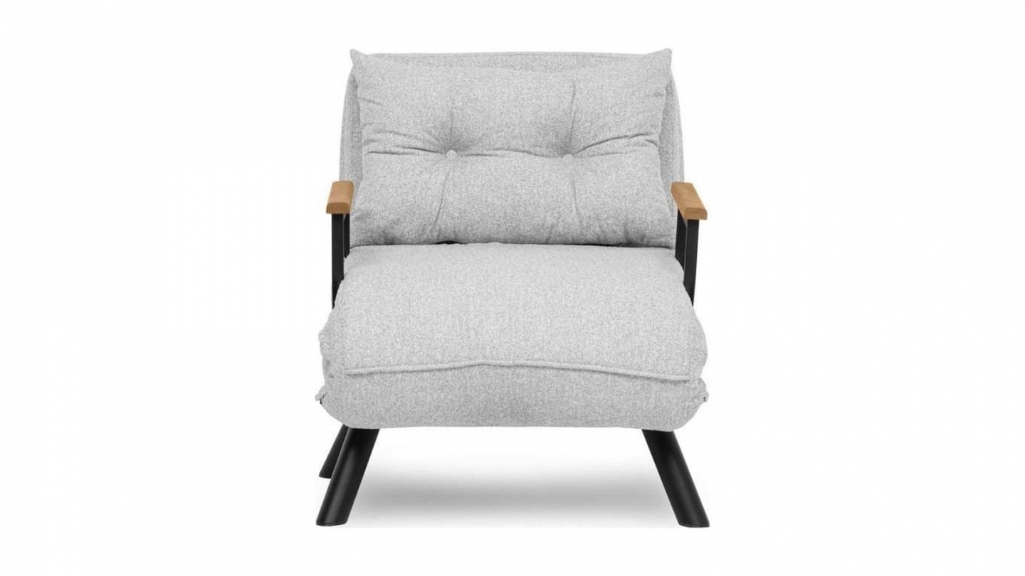 Fauteuil convertible avec dossier réglable en tissu teddy gris - Enea Fauteuil convertible avec dossier réglable en tissu teddy gris - Enea