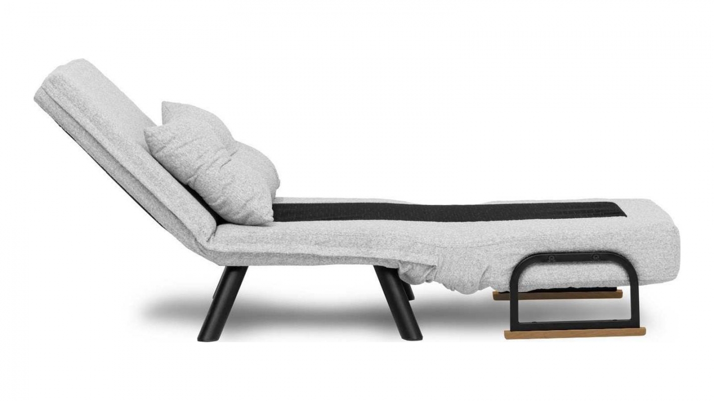 Fauteuil convertible avec dossier réglable en tissu teddy gris - Enea Fauteuil convertible avec dossier réglable en tissu teddy gris - Enea