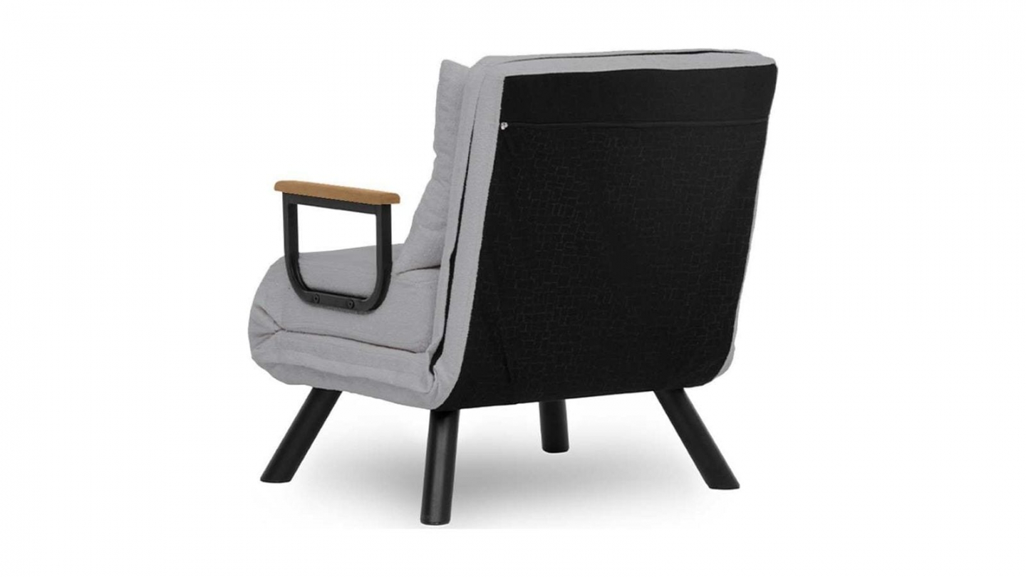 Fauteuil convertible avec dossier réglable en tissu teddy gris - Enea Fauteuil convertible avec dossier réglable en tissu teddy gris - Enea