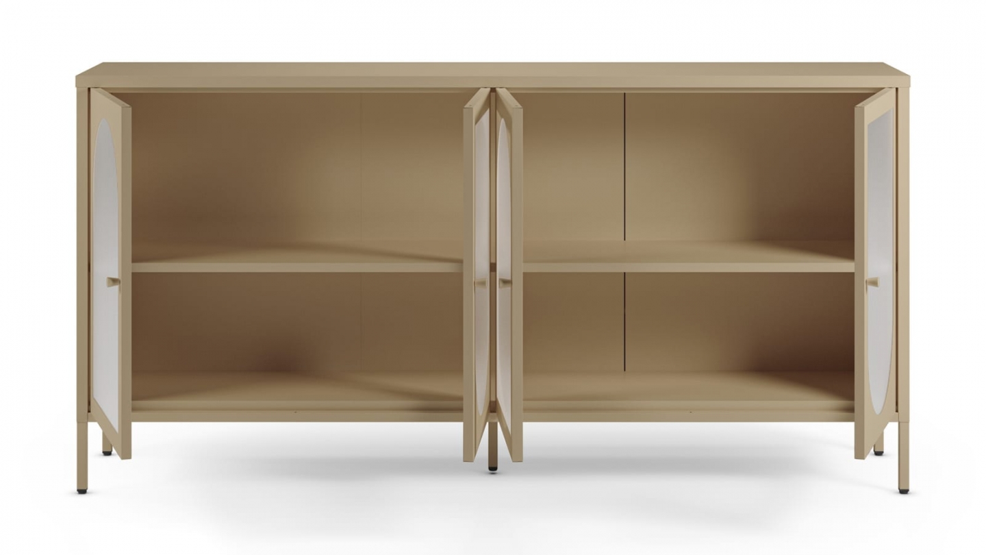 Buffet 4 portes en métal beige 160 cm - Ysia Buffet 4 portes en métal beige 160 cm - Ysia