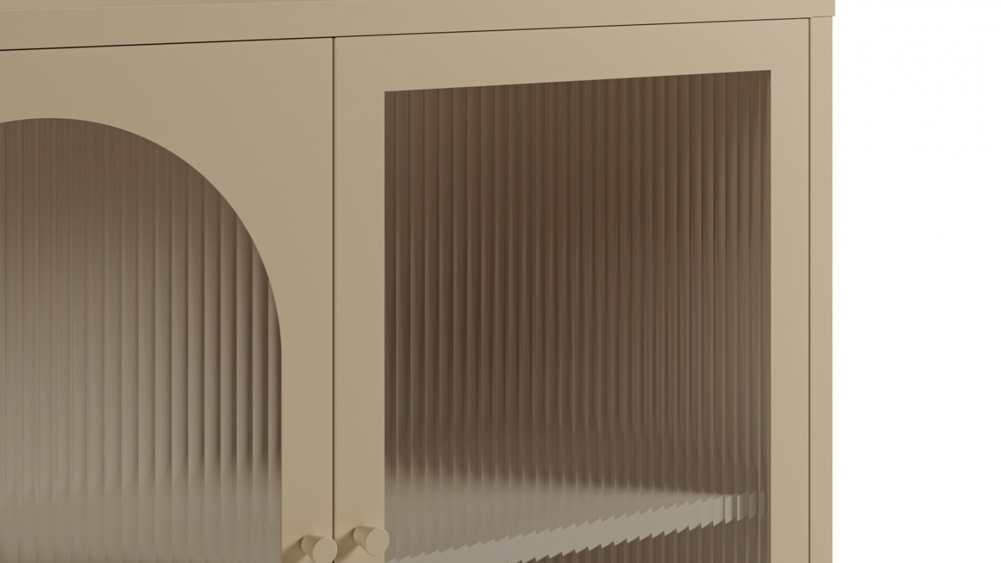 Buffet 4 portes en métal beige 160 cm - Ysia Buffet 4 portes en métal beige 160 cm - Ysia