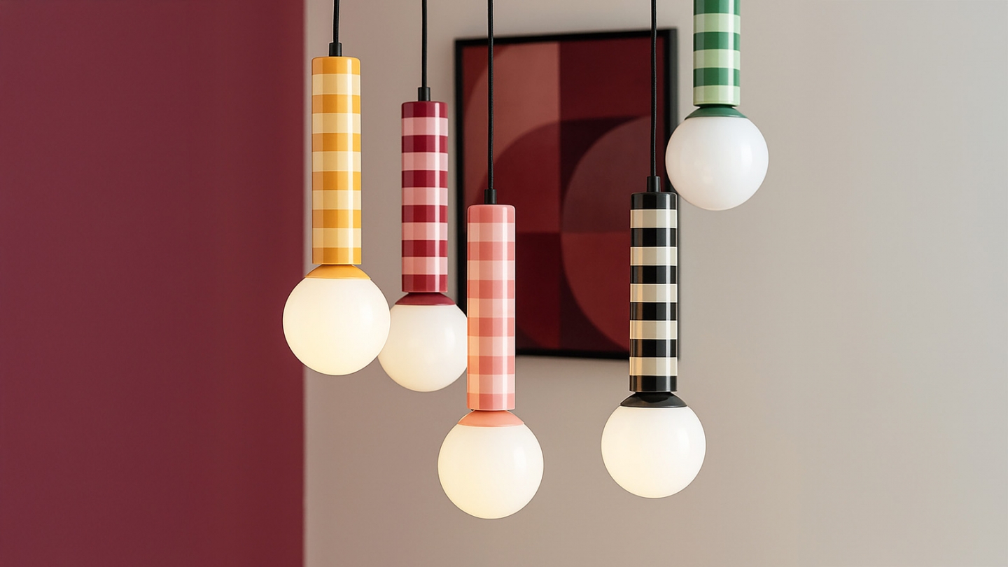 Suspension en métal rayée rose foncé - Rayado Suspension en métal rayée rose foncé - Rayado