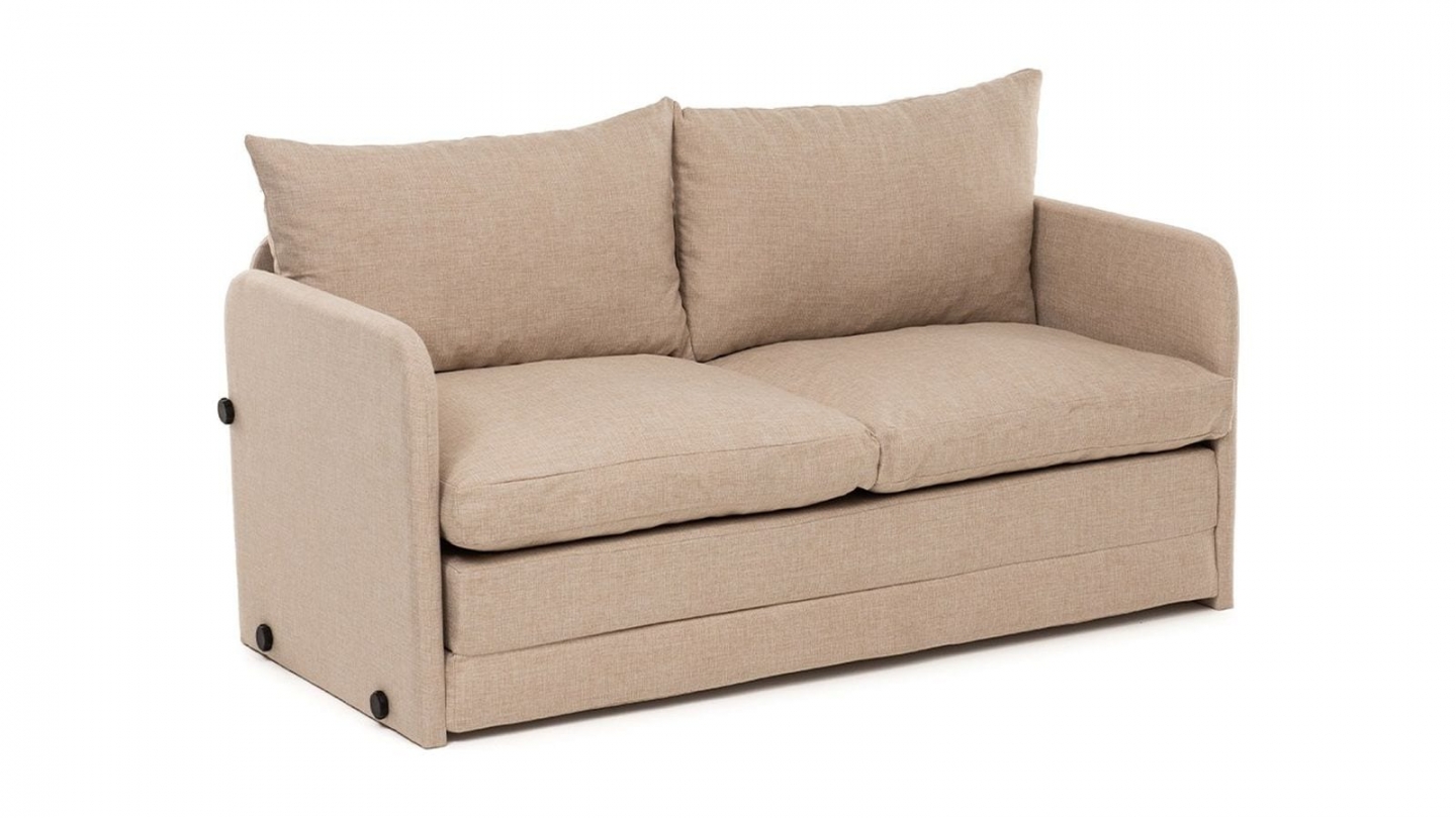 Canapé convertible 2 places en lin beige - Luz Canapé convertible 2 places en lin beige - Luz
