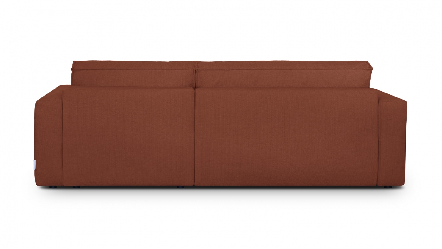 Canapé d'angle convertible réversible 4 places avec coffre de rangement en tissu chenille rouille foncé - Livia Canapé d'angle convertible réversible 4 places avec coffre de rangement en tissu chenille rouille foncé - Livia