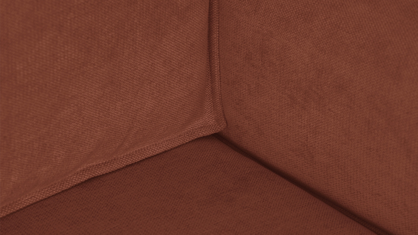 Canapé d'angle convertible réversible 4 places avec coffre de rangement en tissu chenille rouille foncé - Livia Canapé d'angle convertible réversible 4 places avec coffre de rangement en tissu chenille rouille foncé - Livia