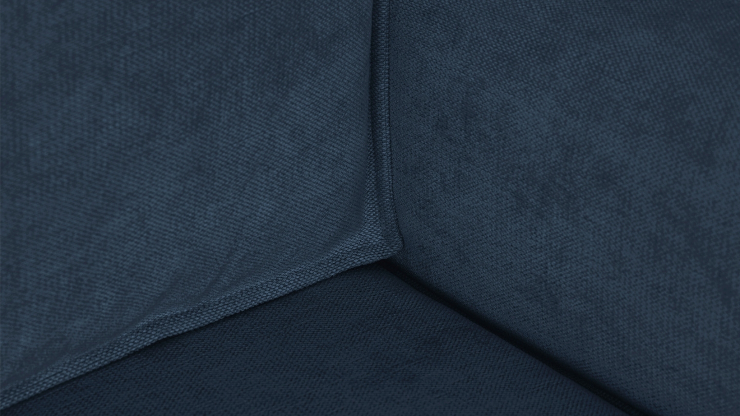 Canapé d'angle convertible réversible 4 places avec coffre de rangement en tissu chenille bleu foncé - Livia Canapé d'angle convertible réversible 4 places avec coffre de rangement en tissu chenille bleu foncé - Livia