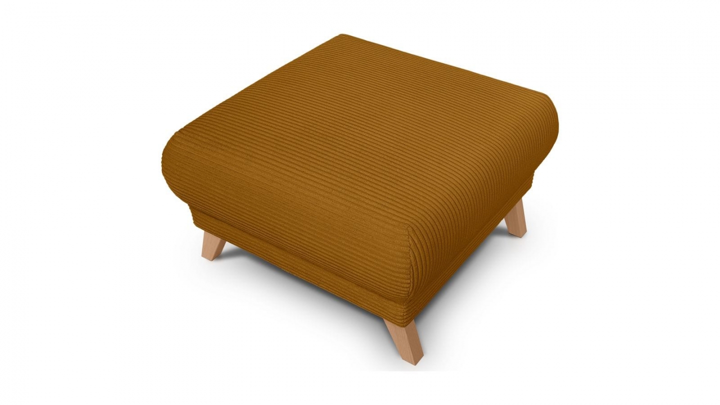 Pouf en velours côtelé jaune moutarde - Laria Pouf en velours côtelé jaune moutarde - Laria