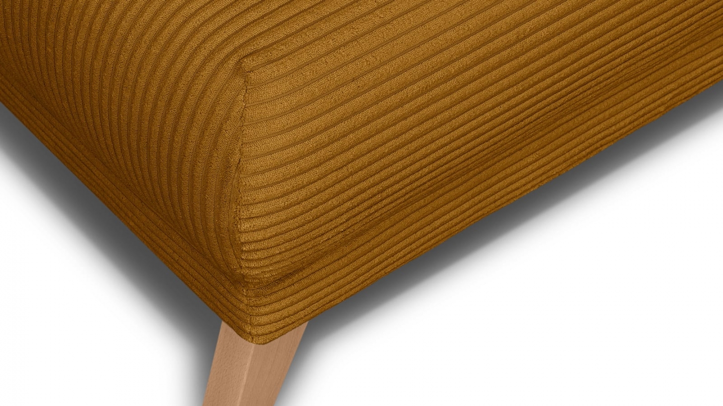 Pouf en velours côtelé jaune moutarde - Laria Pouf en velours côtelé jaune moutarde - Laria