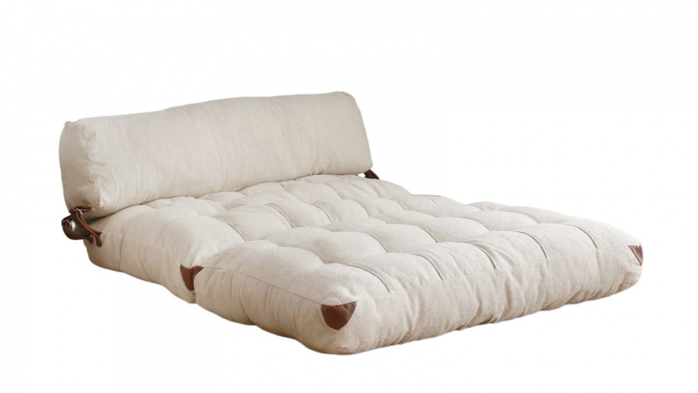 Chauffeuse convertible 2 places en tissu teddy beige - Lucho Chauffeuse convertible 2 places en tissu teddy beige - Lucho