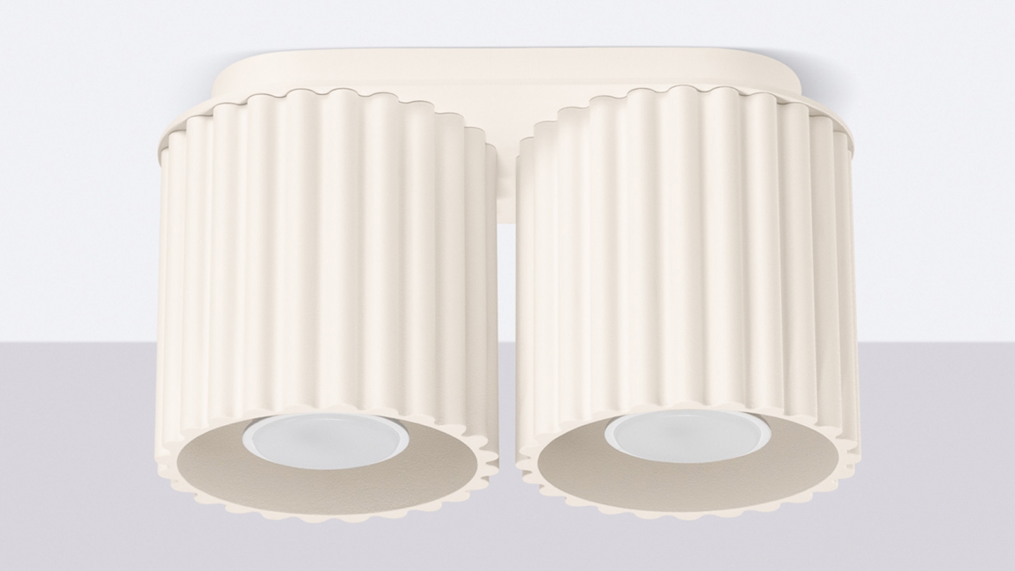 Plafonnier cannelé 2 lumières beige - Aura Plafonnier cannelé 2 lumières beige - Aura