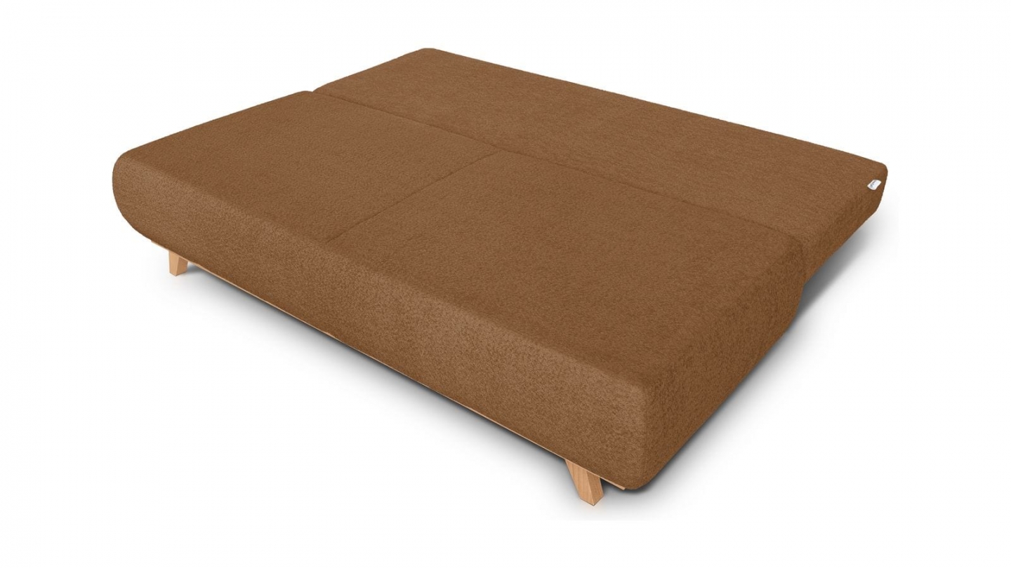 Canapé convertible 3 places avec coffre de rangement en tissu bouclé rouille - Laria Canapé convertible 3 places avec coffre de rangement en tissu bouclé rouille - Laria