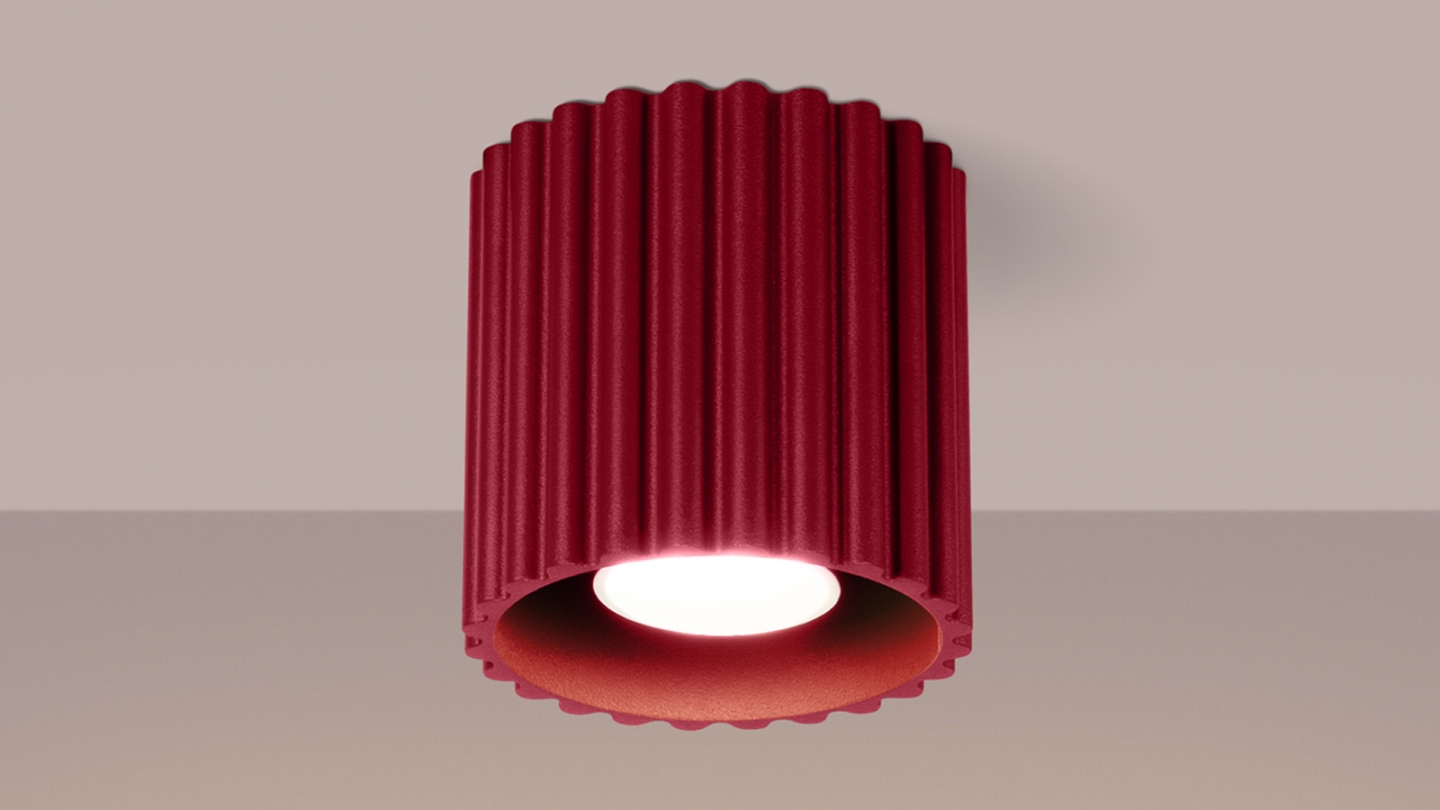 Plafonnier cannelé Bordeaux - Aura Plafonnier cannelé Bordeaux - Aura