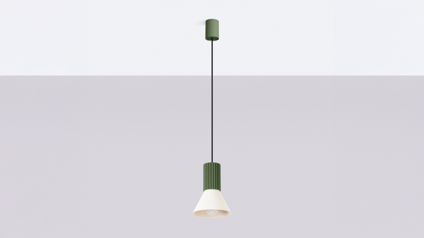 Suspension cannelée beige / vert olive - Estria Suspension cannelée beige / vert olive - Estria