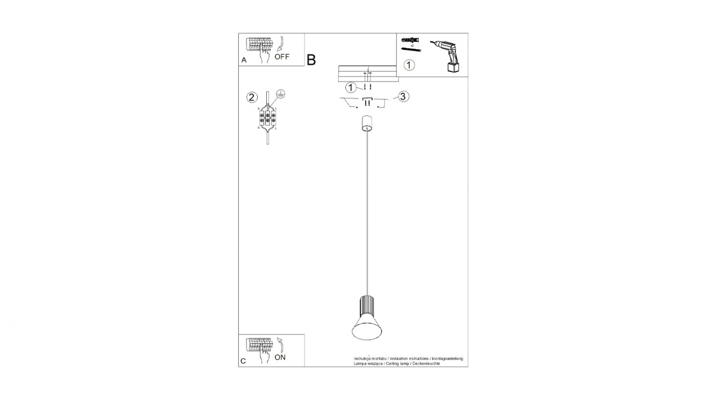 Suspension cannelée blanc / bleu - Estria Suspension cannelée blanc / bleu - Estria