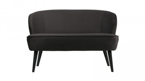 Canapé 2 places en velours gris anthracite - Sara