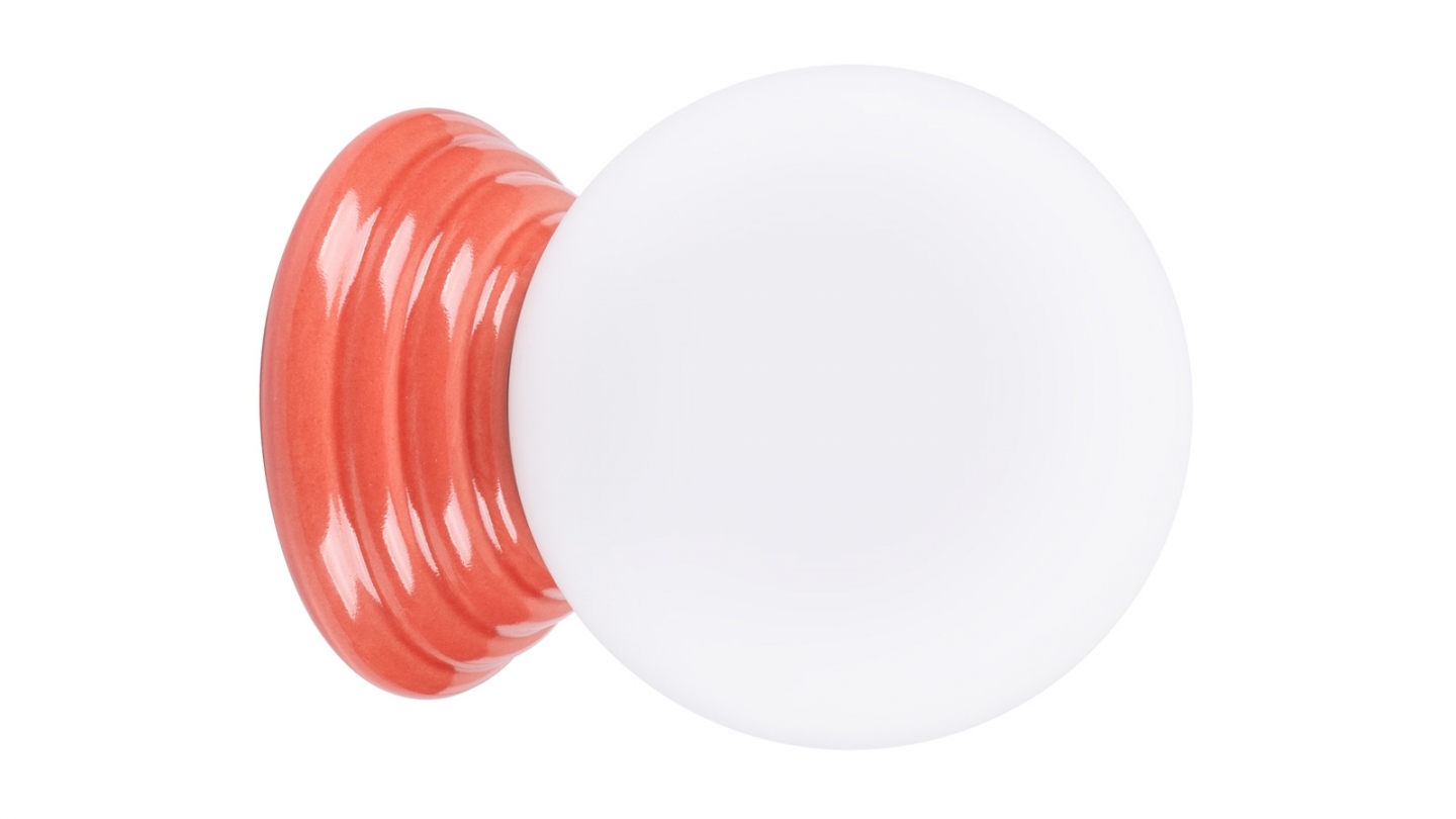 Applique murale en céramique pêche et globe en verre - Zori Applique murale en céramique pêche et globe en verre - Zori