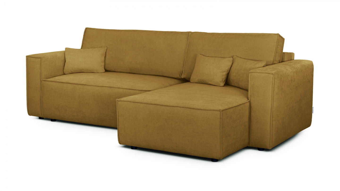 Canapé d'angle convertible réversible 4 places avec coffre de rangement en tissu chenille bronze - Livia Canapé d'angle convertible réversible 4 places avec coffre de rangement en tissu chenille bronze - Livia