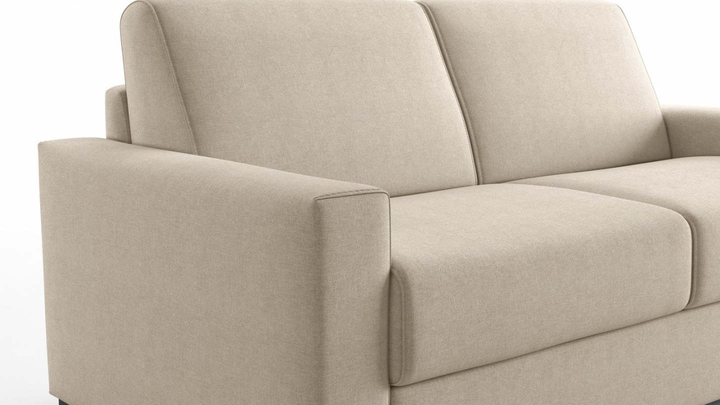 Canapé droit convertible 3 places en tissu chenille beige - ouverture express - Anzio Canapé droit convertible 3 places en tissu chenille beige - ouverture express - Anzio
