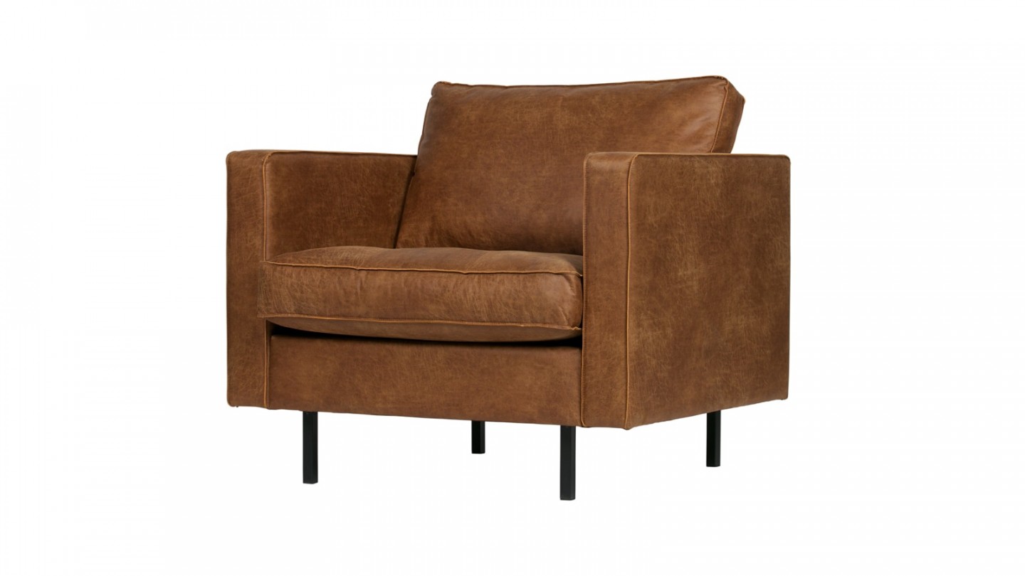 Fauteuil en cuir cognac - Collection Rodeo - BePureHome