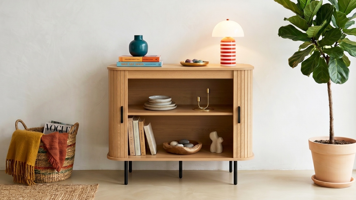 Buffet 2 portes effet Chêne 80 cm - Sora Buffet 2 portes effet Chêne 80 cm - Sora
