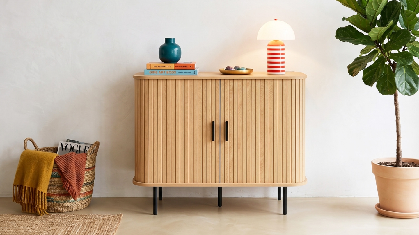 Buffet 2 portes effet Chêne 80 cm - Sora Buffet 2 portes effet Chêne 80 cm - Sora