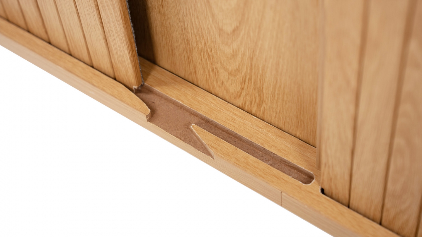 Meuble TV 2 portes 2 niches effet Chêne 120 cm - Sora Meuble TV 2 portes 2 niches effet Chêne 120 cm - Sora