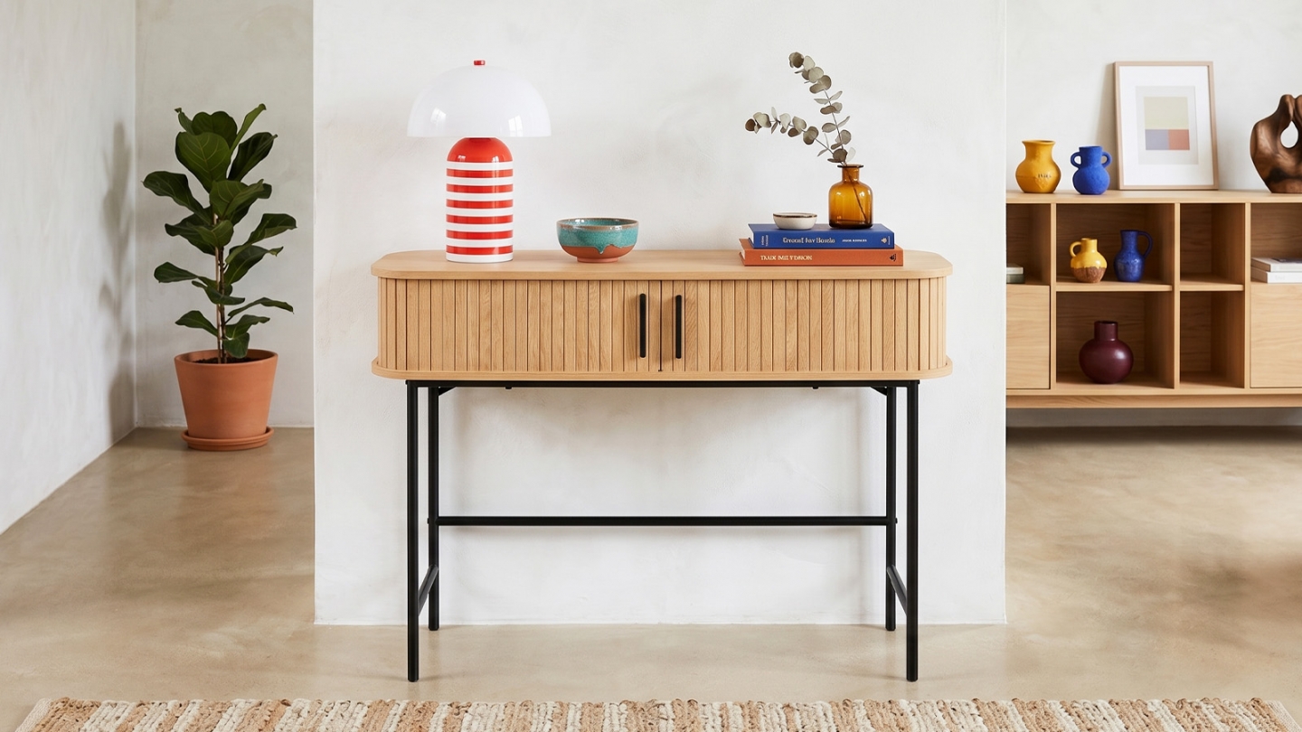 Console 2 portes effet Chêne 100 cm - Sora Console 2 portes effet Chêne 100 cm - Sora