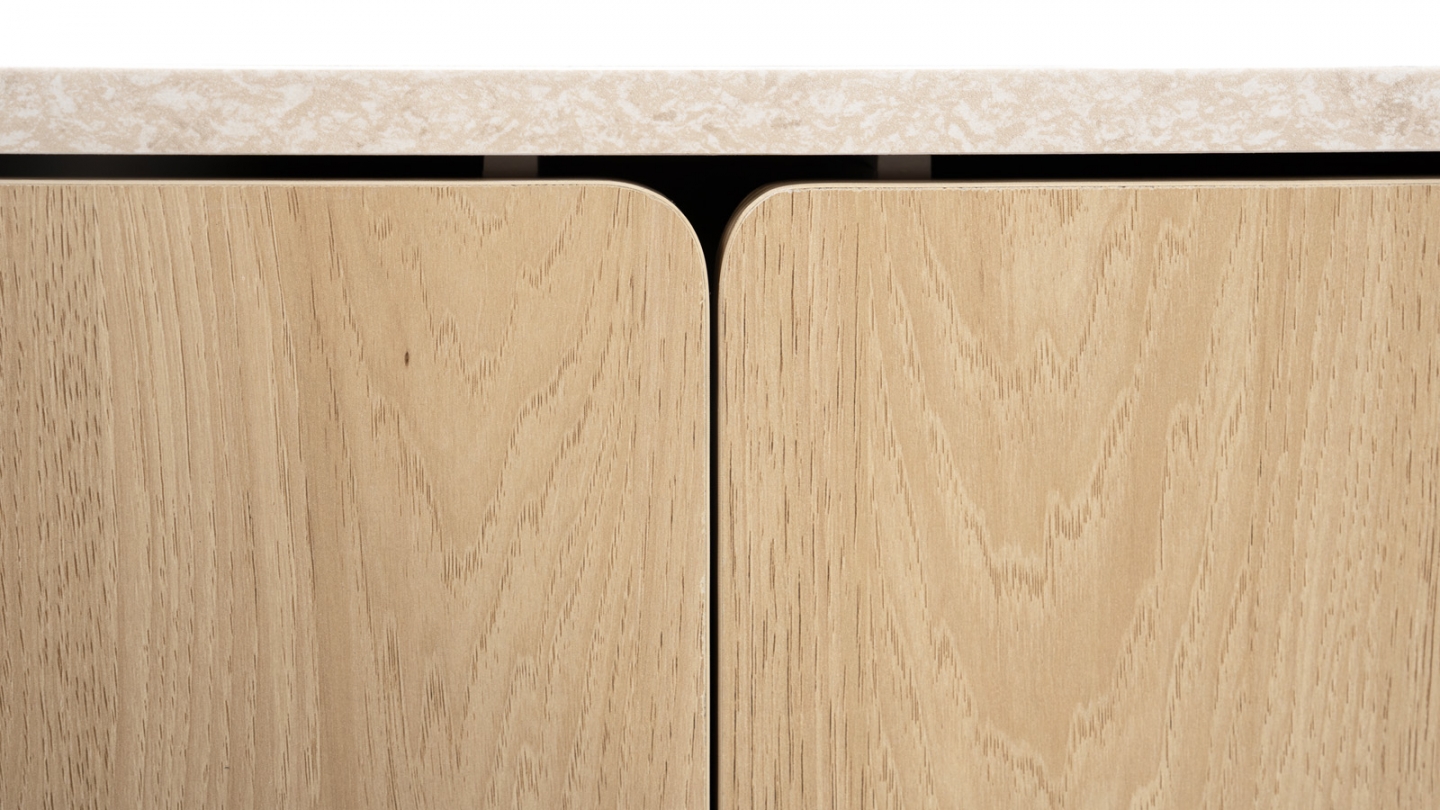 Buffet 2 portes effet Chêne et Travertin 120 cm - Juna Buffet 2 portes effet Chêne et Travertin 120 cm - Juna