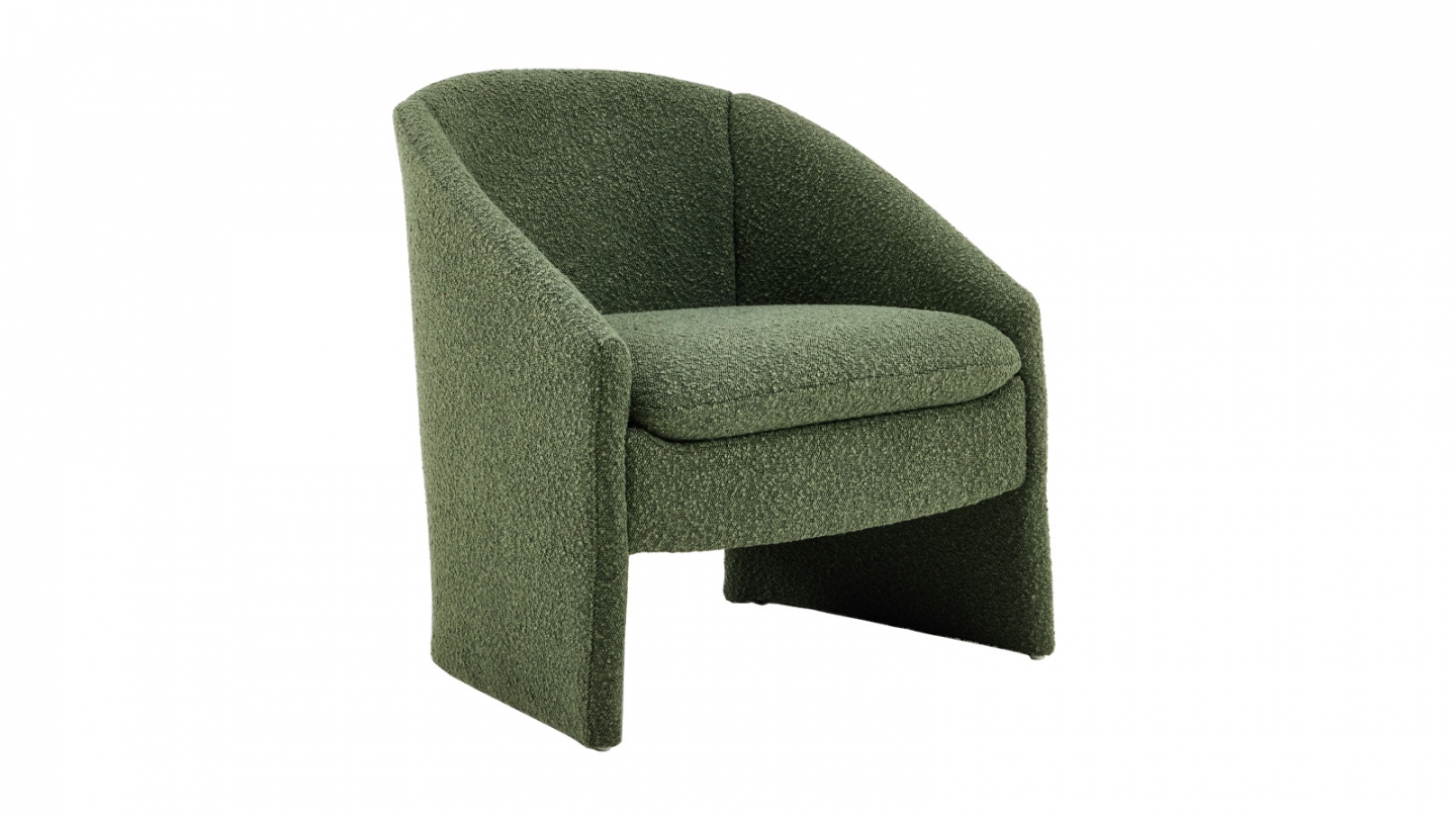 Fauteuil en bois et tissu bouclé vert kaki - Ami Fauteuil en bois et tissu bouclé vert kaki - Ami