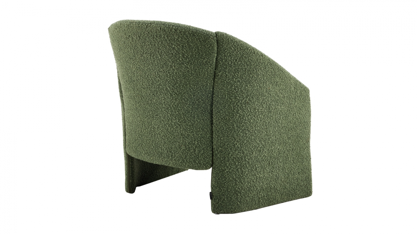 Fauteuil en bois et tissu bouclé vert kaki - Ami Fauteuil en bois et tissu bouclé vert kaki - Ami