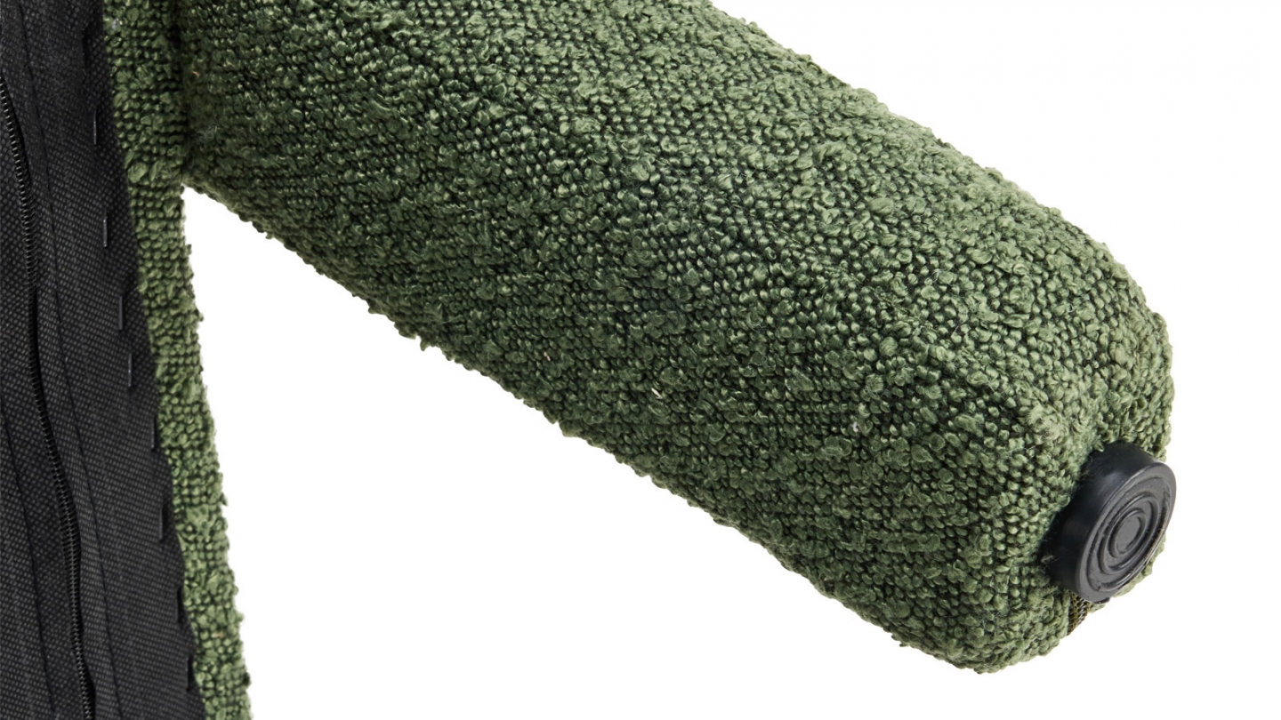Fauteuil en bois et tissu bouclé vert kaki - Niko Fauteuil en bois et tissu bouclé vert kaki - Niko