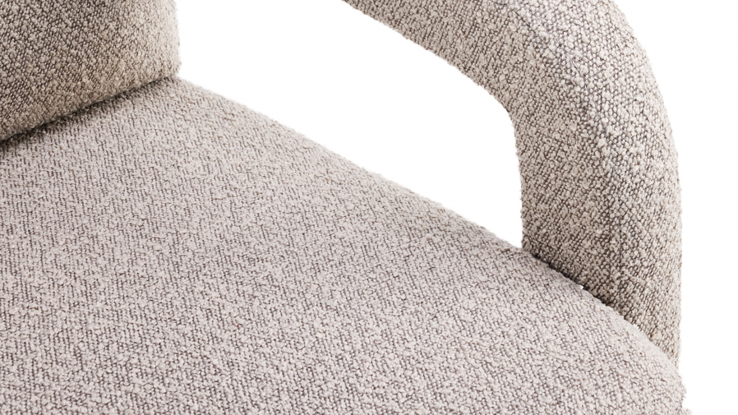 Fauteuil en bois et tissu bouclé taupe - Niko Fauteuil en bois et tissu bouclé taupe - Niko