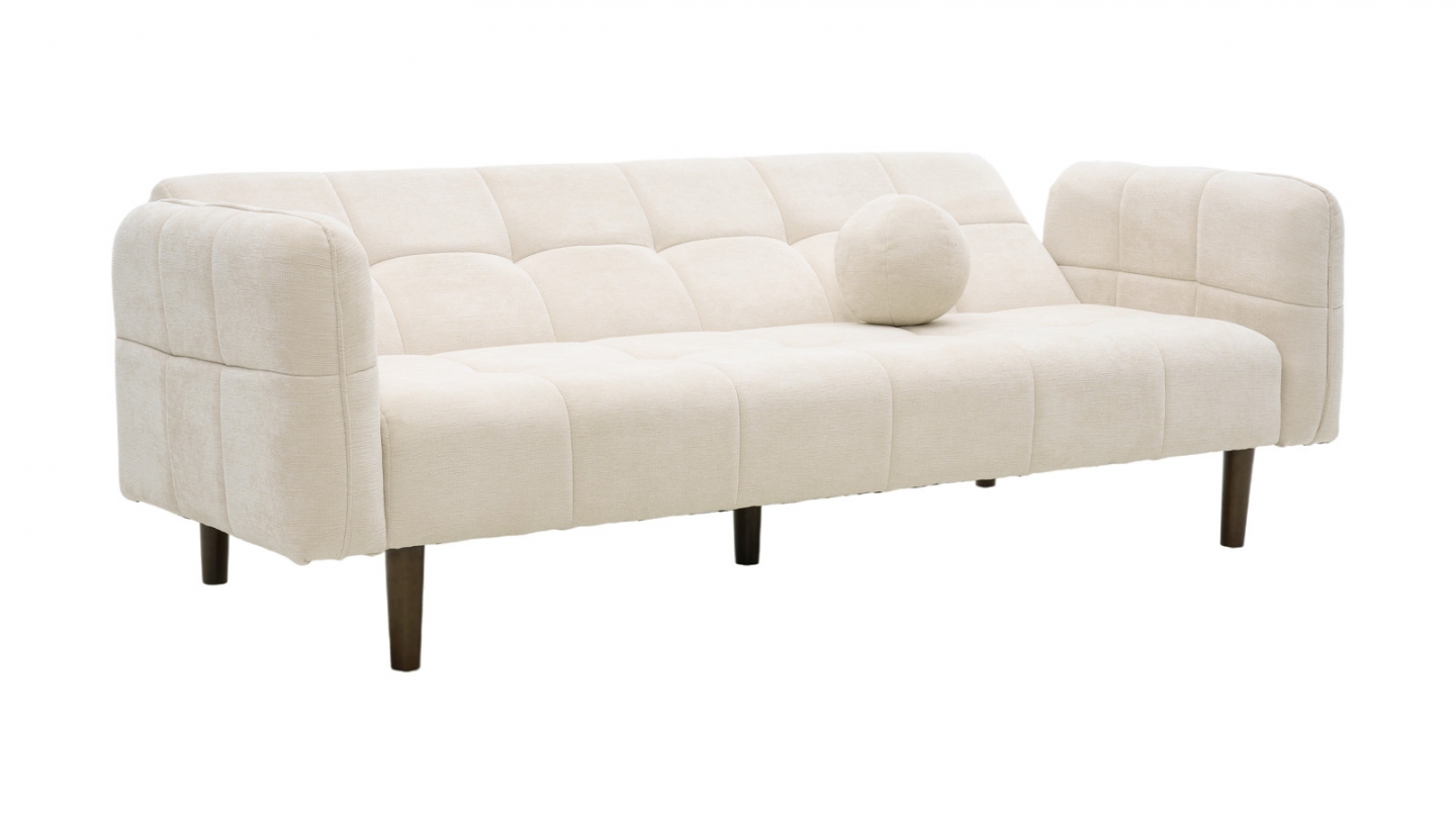 Canapé convertible 3 places en tissu chenille beige - Pavia Canapé convertible 3 places en tissu chenille beige - Pavia