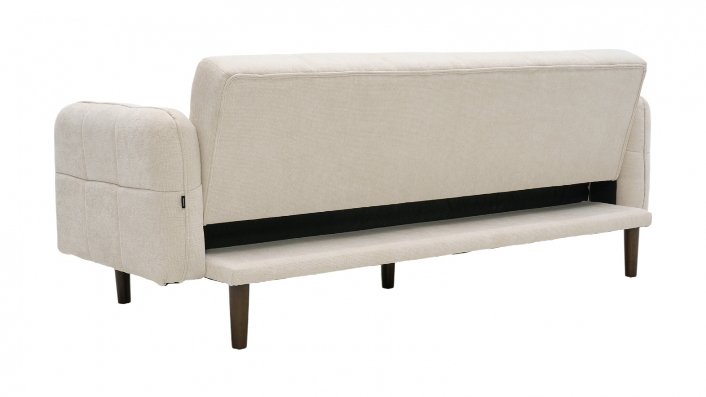 Canapé convertible 3 places en tissu chenille beige - Pavia Canapé convertible 3 places en tissu chenille beige - Pavia