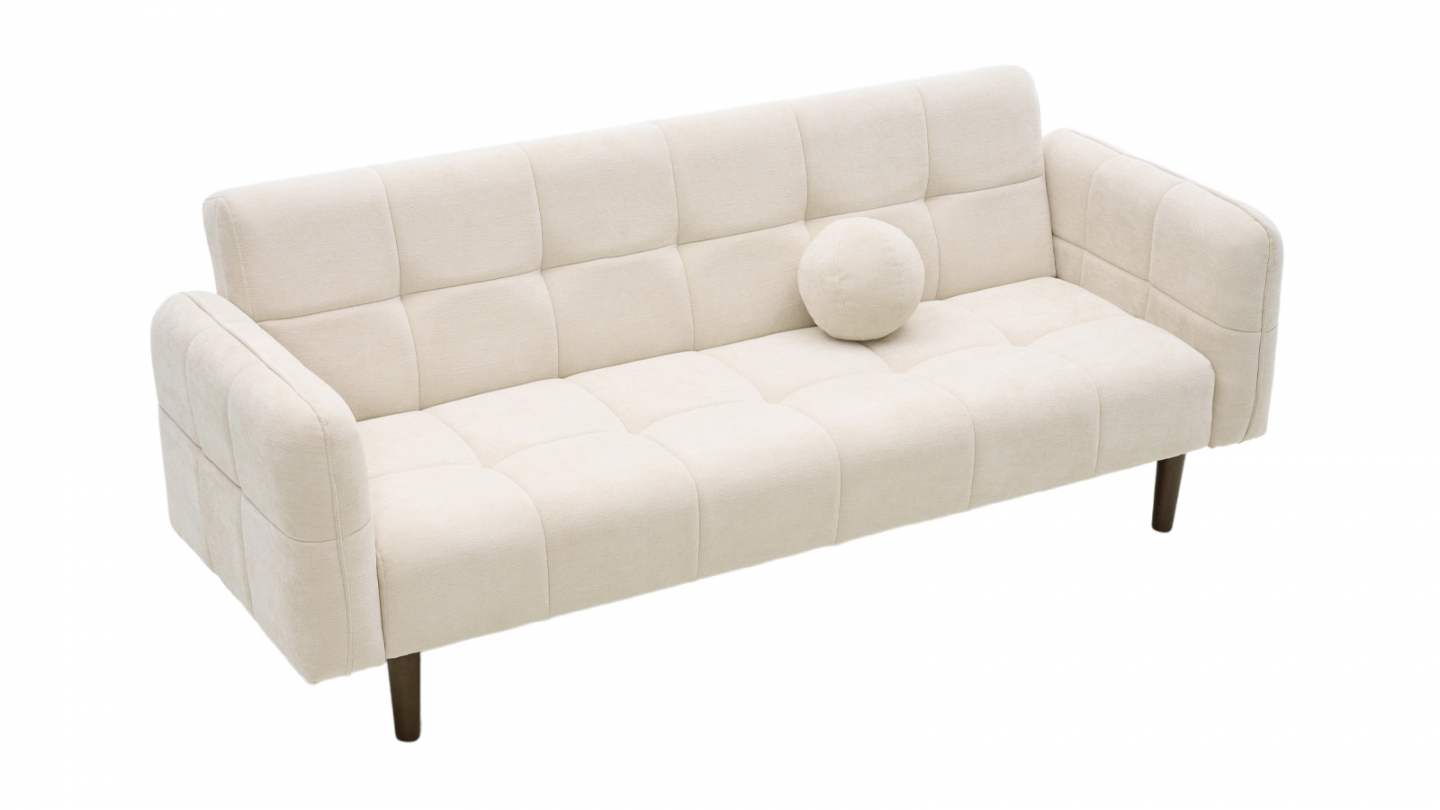 Canapé convertible 3 places en tissu chenille beige - Pavia Canapé convertible 3 places en tissu chenille beige - Pavia