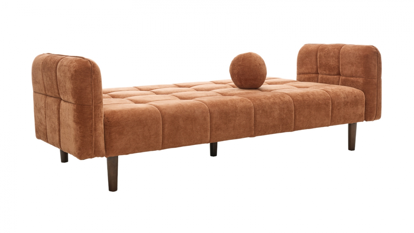 Canapé convertible 3 places en tissu chenille terracotta - Pavia Canapé convertible 3 places en tissu chenille terracotta - Pavia