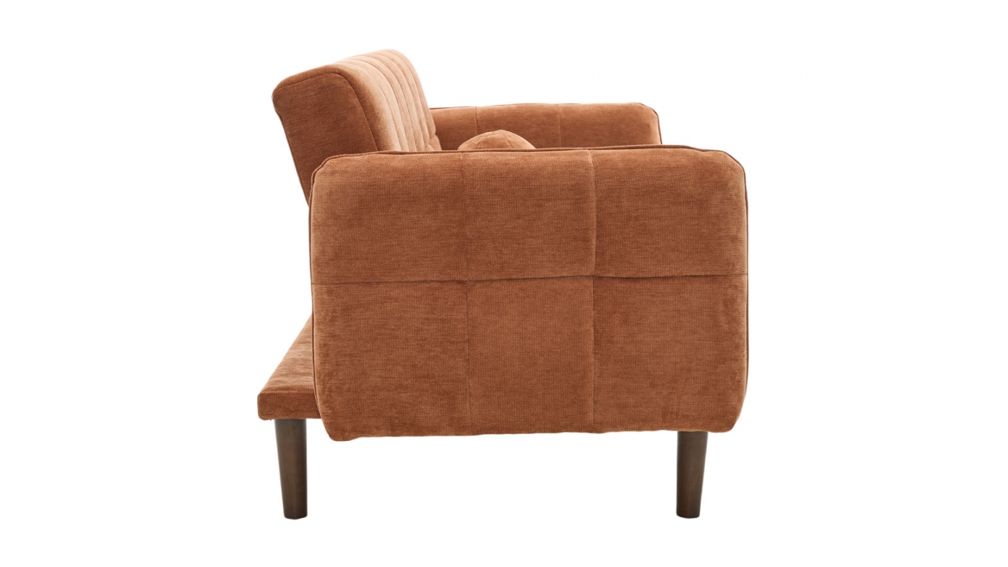 Canapé convertible 3 places en tissu chenille terracotta - Pavia Canapé convertible 3 places en tissu chenille terracotta - Pavia