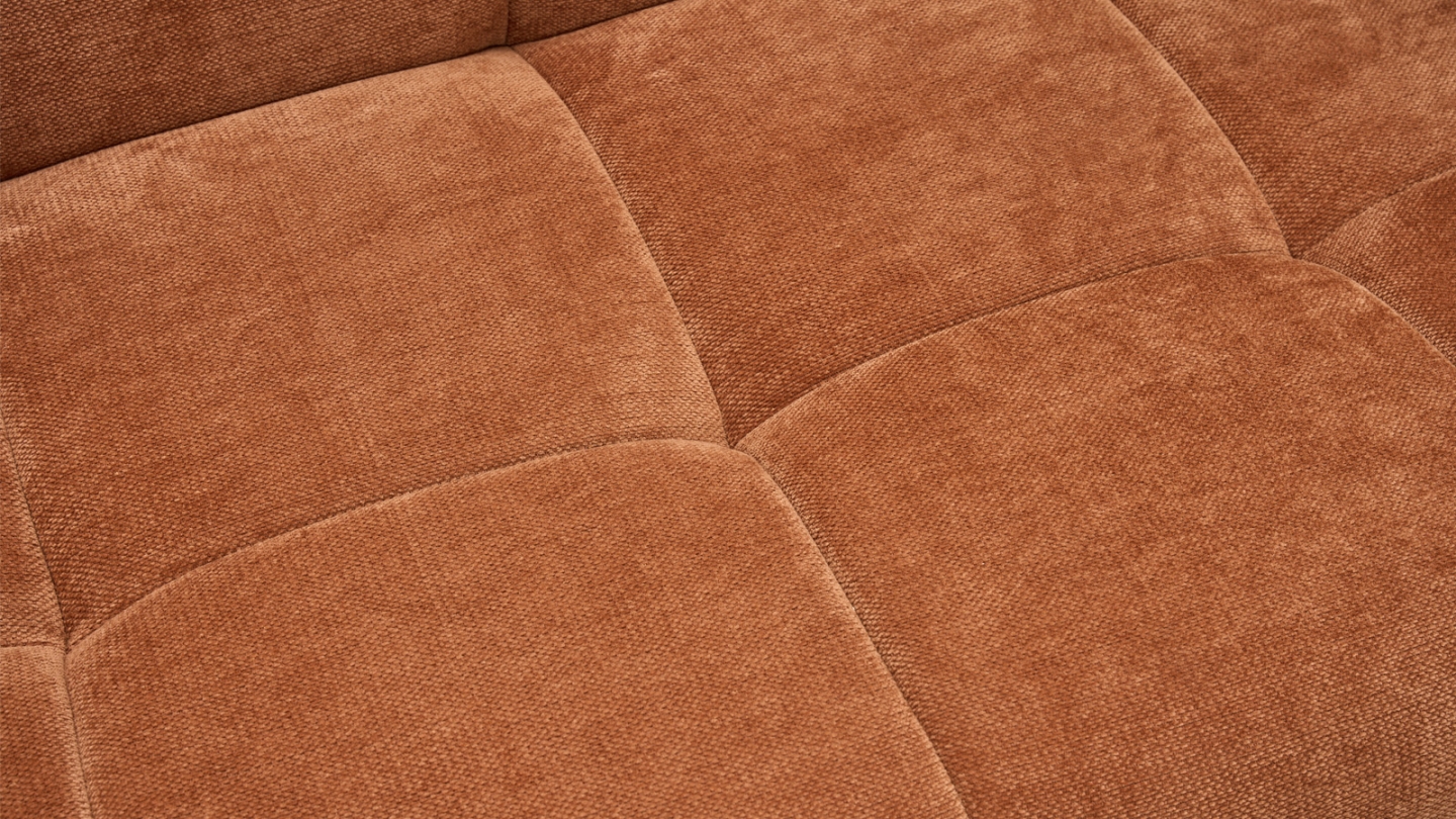 Canapé convertible 3 places en tissu chenille terracotta - Pavia Canapé convertible 3 places en tissu chenille terracotta - Pavia